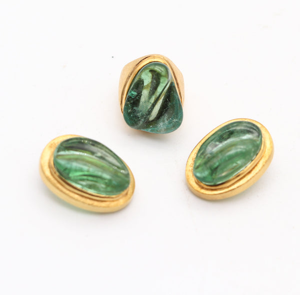BURLE MARX 1960 Forma Livre Green Tourmalines Clips-On Earrings In 18Kt Gold