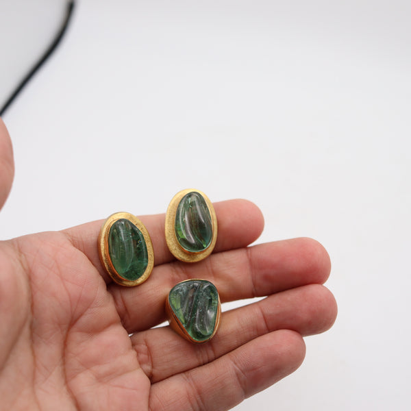 BURLE MARX 1960 Forma Livre Green Tourmalines Clips-On Earrings In 18Kt Gold
