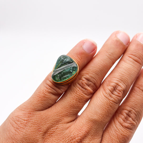 BURLE MARX 1960 Forma Livre Green Tourmalines Ring In 18Kt Yellow Gold