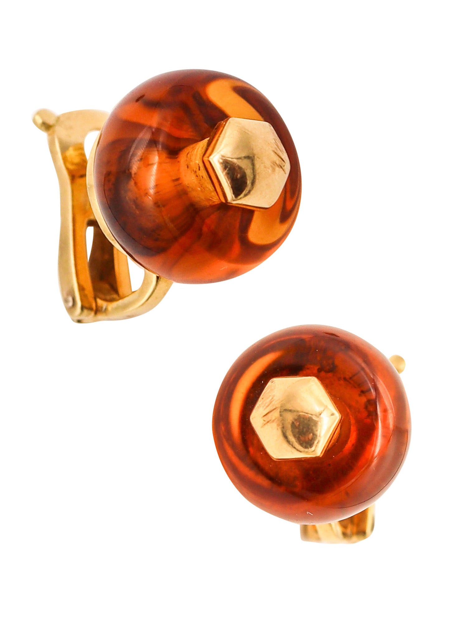 MARINA B. Bvlgari Milano Pair Of Cardan Clips-On Earrings In 18Kt Yellow Gold With Citrines