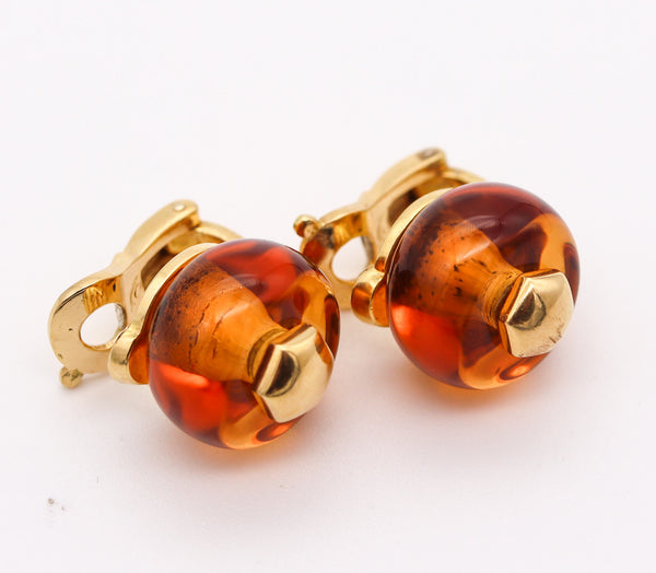 MARINA B. Bvlgari Milano Pair Of Cardan Clips-On Earrings In 18Kt Yellow Gold With Citrines