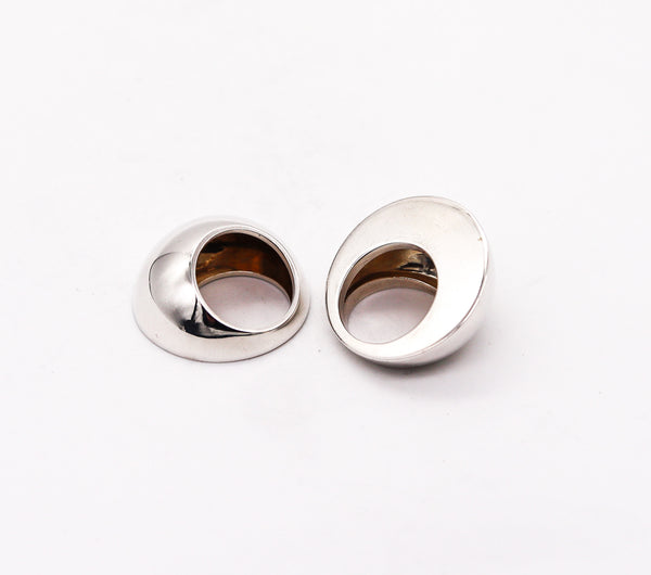 -Monica Coscioni Modernist Pair Of Stackable Rings In Solid .925 Sterling Silver