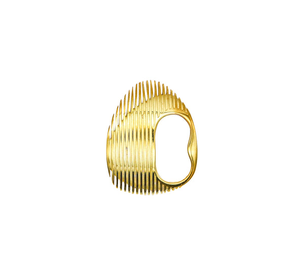 -Zaha Hadid For Georg Jensen Lamellae Double Ring In Sterling With 18Kt Gold Vermeil