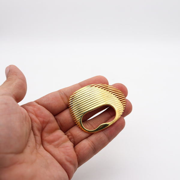 -Zaha Hadid For Georg Jensen Lamellae Double Ring In Sterling With 18Kt Gold Vermeil