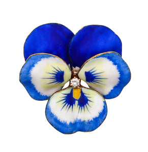 -Hedges And Co. 1900 Art Nouveau Enameled Pansy Pendant Brooch In 14Kt Gold
