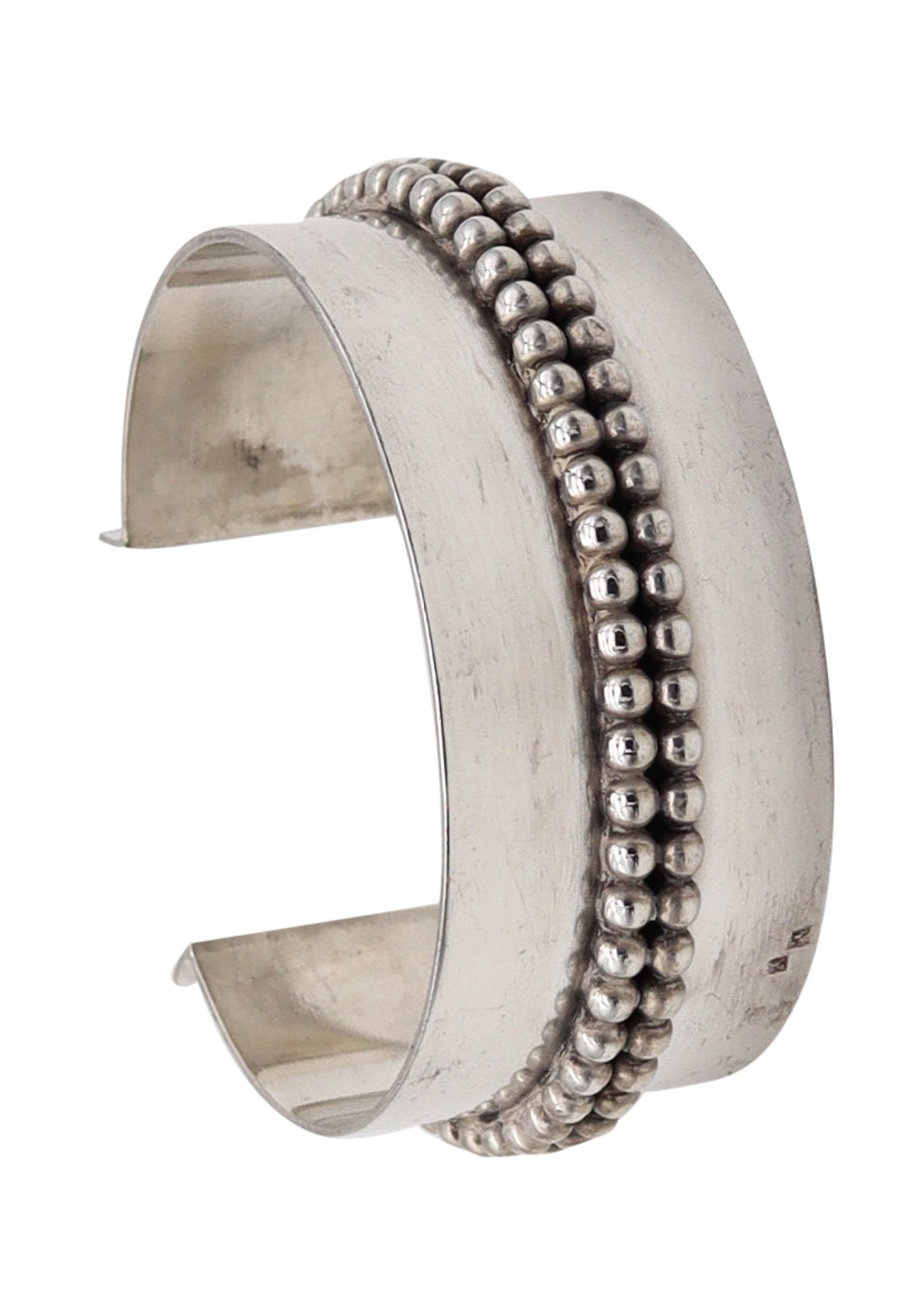 -Jean Després 1960 Paris Artistic Cuff Bracelet .800 Silver With dotted patterns