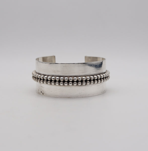 -Jean Després 1960 Paris Artistic Cuff Bracelet .800 Silver With dotted patterns