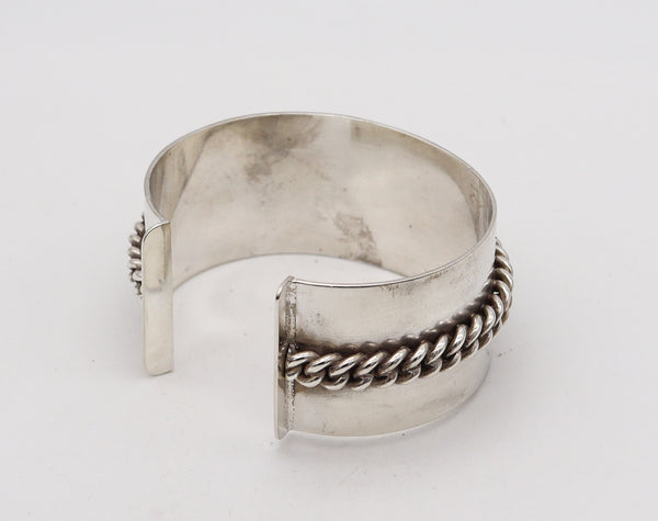 -Jean Després 1960 Paris Artistic Cuff Bracelet In .800 Silver With Chained Links