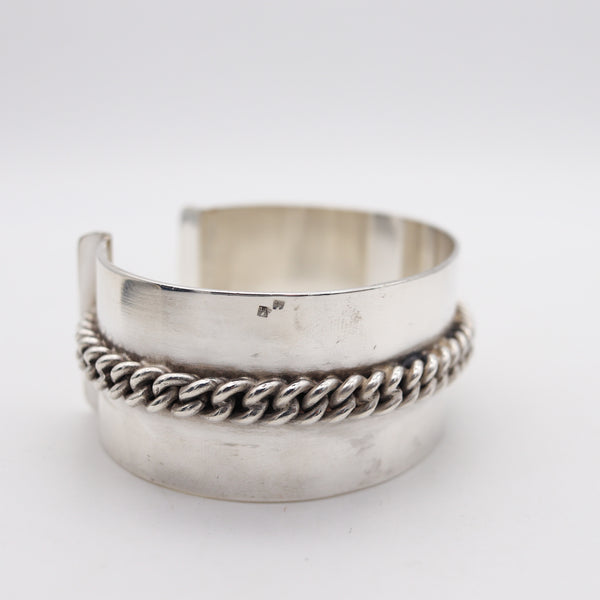 -Jean Després 1960 Paris Artistic Cuff Bracelet In .800 Silver With Chained Links