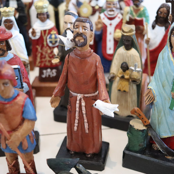 PUERTO RICO Vintage Collection of 42 Hand Carved Wood "Santos De Palo"
