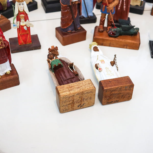 PUERTO RICO Vintage Collection of 42 Hand Carved Wood "Santos De Palo"
