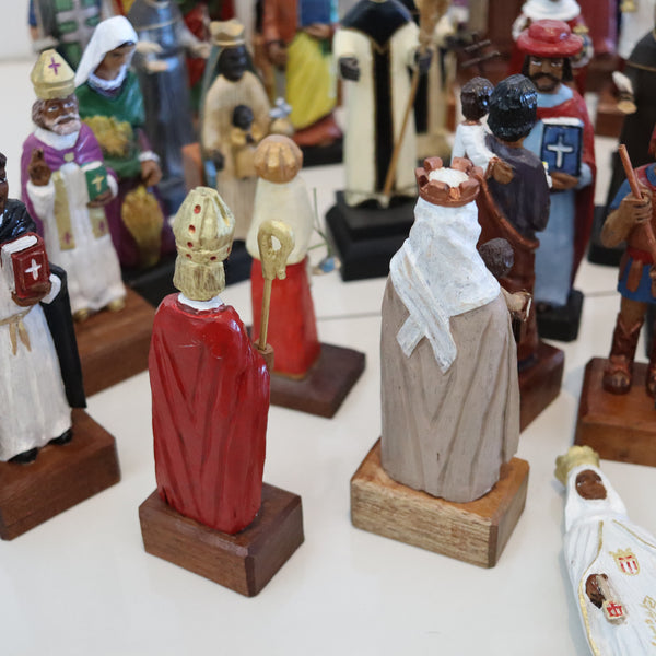 PUERTO RICO Vintage Collection of 42 Hand Carved Wood "Santos De Palo"