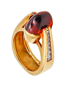 -Designer Cocktail Ring In 18Kt Gold With 5.45 Ctw In Diamonds And Madeira Citrine