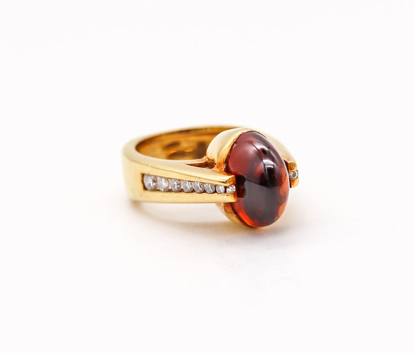 -Designer Cocktail Ring In 18Kt Gold With 5.45 Ctw In Diamonds And Madeira Citrine