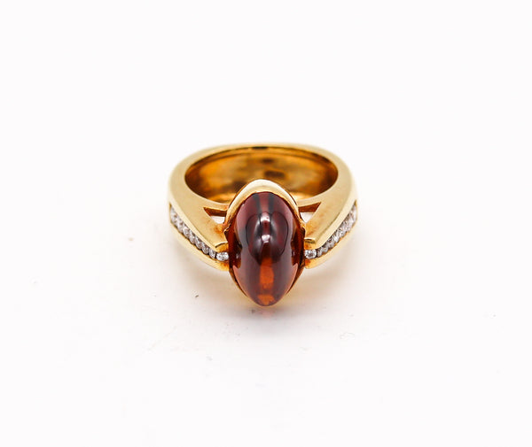 -Designer Cocktail Ring In 18Kt Gold With 5.45 Ctw In Diamonds And Madeira Citrine