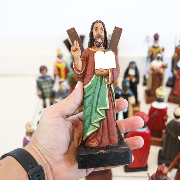 PUERTO RICO Vintage Collection of 42 Hand Carved Wood "Santos De Palo"