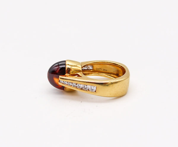 -Designer Cocktail Ring In 18Kt Gold With 5.45 Ctw In Diamonds And Madeira Citrine