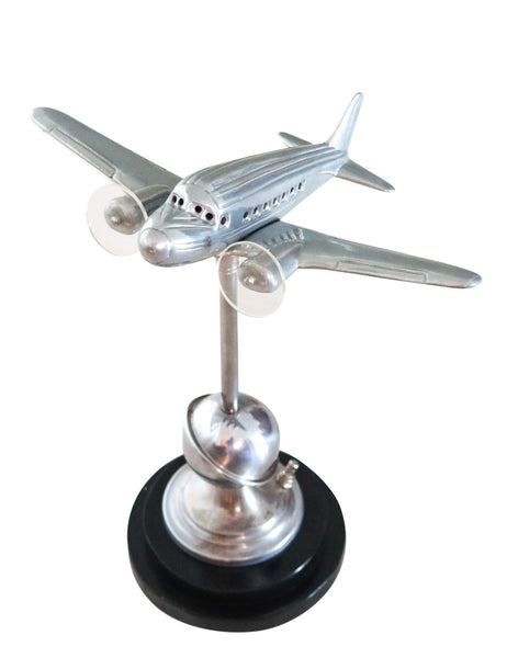 AIRPLANE 1940 Art Deco Desk Table Lamp In Chromed Steel And Clear Lucite