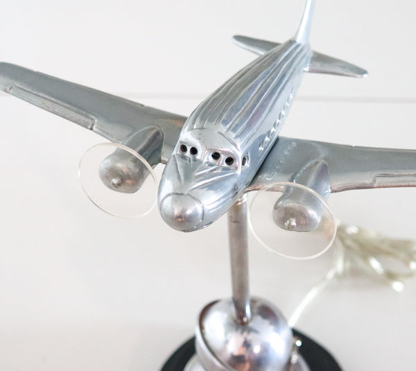 AIRPLANE 1940 Art Deco Desk Table Lamp In Chromed Steel And Clear Lucite