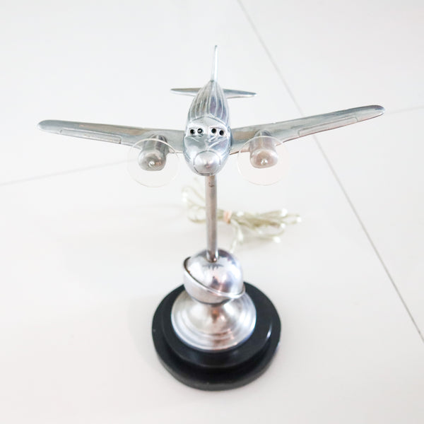 AIRPLANE 1940 Art Deco Desk Table Lamp In Chromed Steel And Clear Lucite