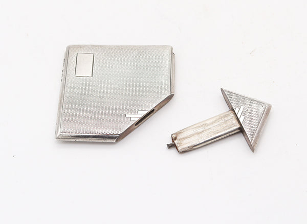 B.H. BRITTON & SONS 1935 Birmingham Art-Deco Square Striker In Sterling Silver