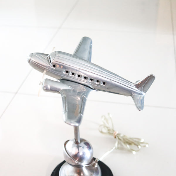 AIRPLANE 1940 Art Deco Desk Table Lamp In Chromed Steel And Clear Lucite