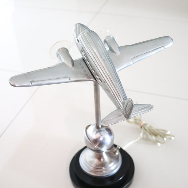 AIRPLANE 1940 Art Deco Desk Table Lamp In Chromed Steel And Clear Lucite