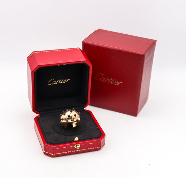 -Cartier Paris Panthere Spike Ring In 18Kt Yellow Gold With Carved Onyxes