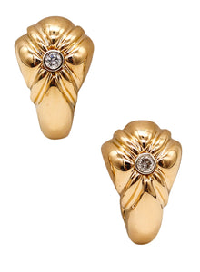 -Chaumet Paris 1970 Diamonds Modernist Hoops Earrings In 18Kt Yellow Gold