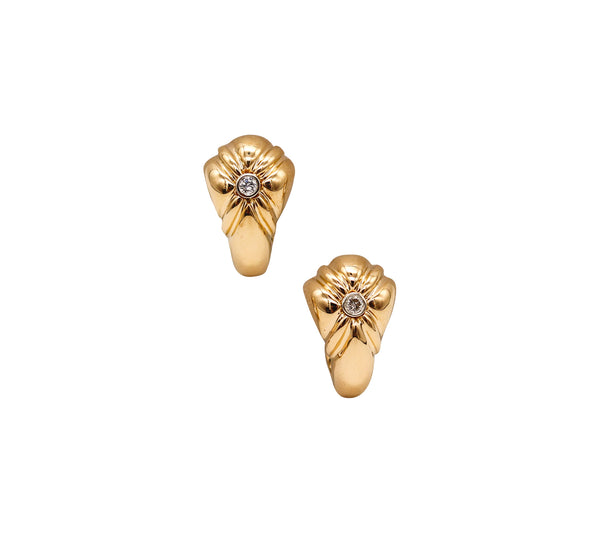 -Chaumet Paris 1970 Diamonds Modernist Hoops Earrings In 18Kt Yellow Gold