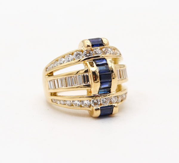 CHARLES KRYPELL Cocktail Ring In 18Kt Gold With 3.15 Cwt In Diamonds & Sapphires
