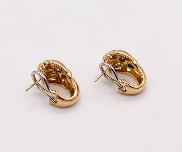 -Chaumet Paris 1970 Diamonds Modernist Hoops Earrings In 18Kt Yellow Gold