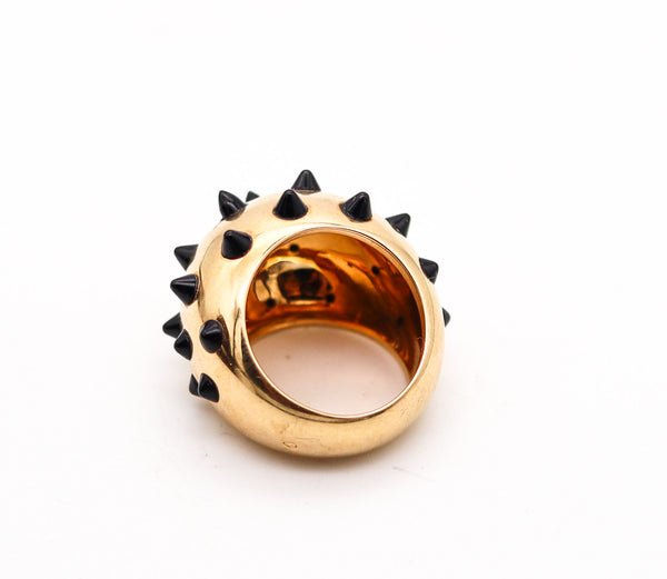 -Cartier Paris Panthere Spike Ring In 18Kt Yellow Gold With Carved Onyxes