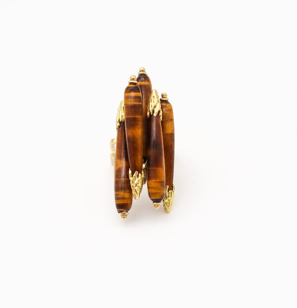 PIERRE STERLÉ 1950 Ultra Modernist Ring In 18Kt Yellow Gold With Five Tiger Eyes