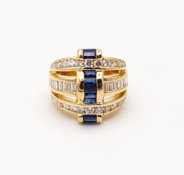 CHARLES KRYPELL Cocktail Ring In 18Kt Gold With 3.15 Cwt In Diamonds & Sapphires