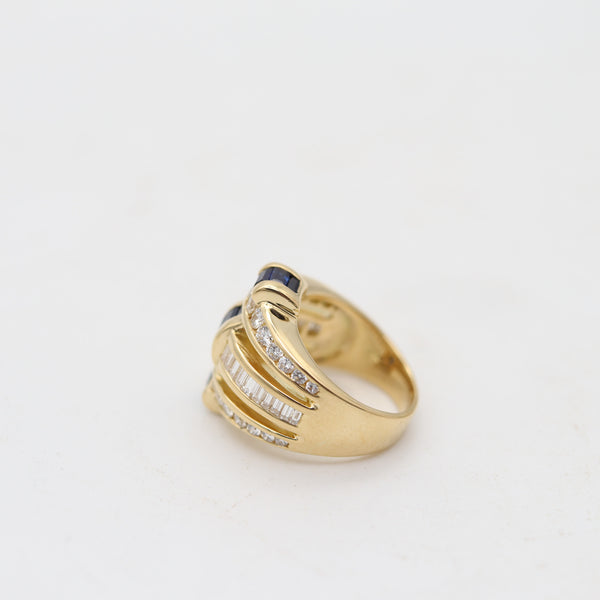 CHARLES KRYPELL Cocktail Ring In 18Kt Gold With 3.15 Cwt In Diamonds & Sapphires