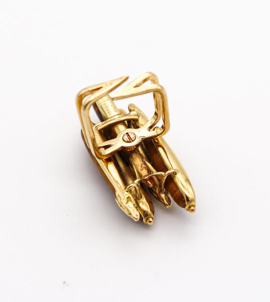 PIERRE STERLÉ 1950 Ultra Modernist Ring In 18Kt Yellow Gold With Five Tiger Eyes