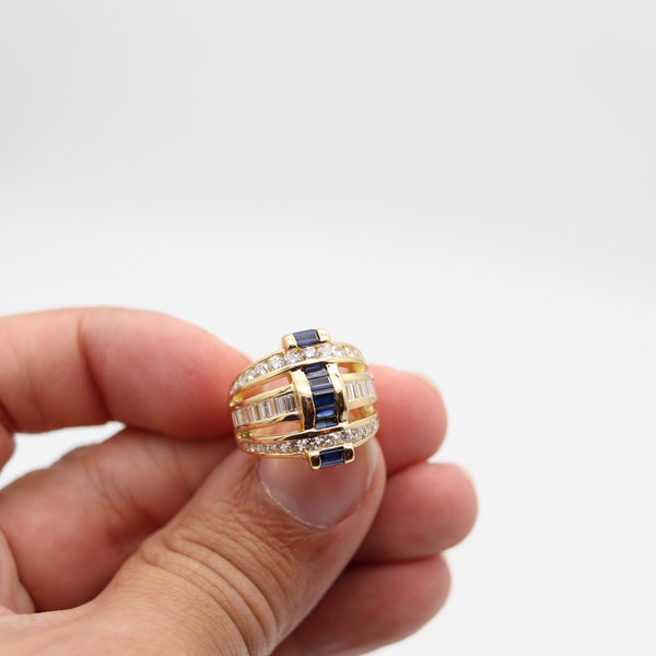 CHARLES KRYPELL Cocktail Ring In 18Kt Gold With 3.15 Cwt In Diamonds & Sapphires