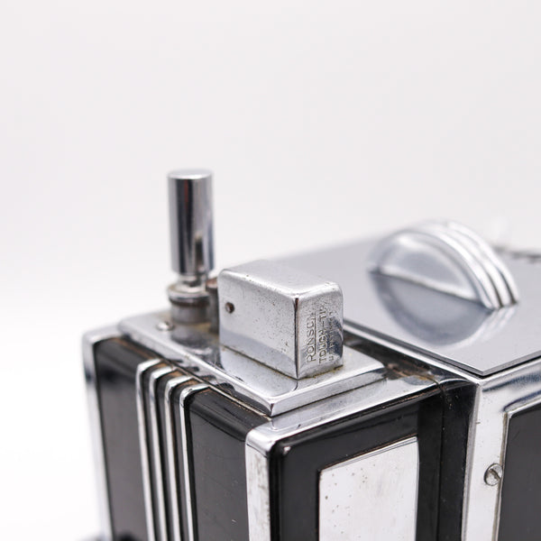 Ronson USA 1938 Type 2 Art Deco Mechanical Cigarette Dispenser Box And Touch Tip Lighter