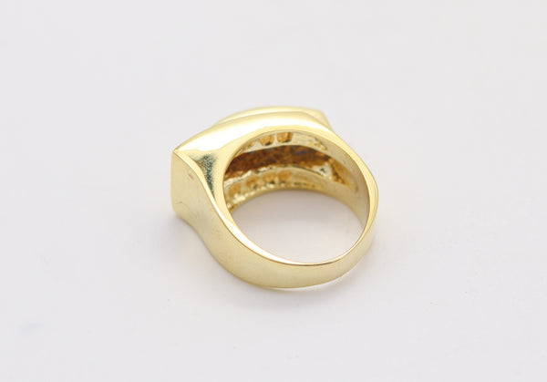 TANK RING Mid-Century Classic Ring In 14Kt Gold With Sapphires & Diamonds