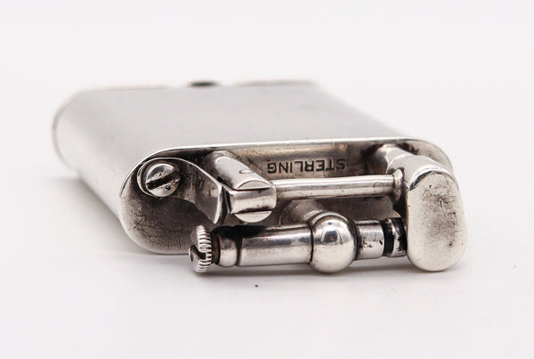 Dunhill England 1927 Art Deco Unique Lift Arm Petrol Lighter In 925 Sterling Silver