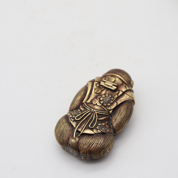 MEIJI 1890 Japanese Monkey-Shaped Vesta Matches Case In Gilt Gold Brass
