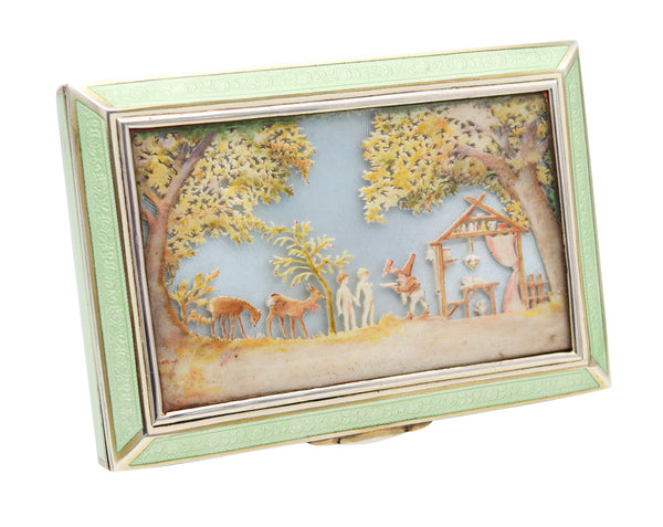 DUNHILL LONDON 1929 By Bruder Frank Guilloche Enameled Desk Box In Sterling Silver