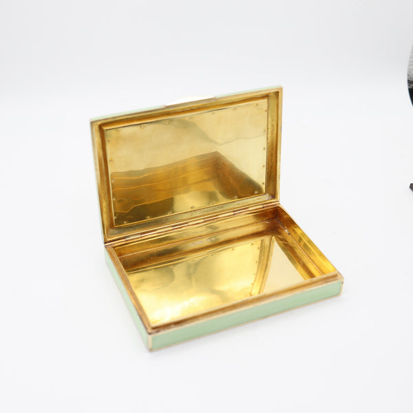 DUNHILL LONDON 1929 By Bruder Frank Guilloche Enameled Desk Box In Sterling Silver