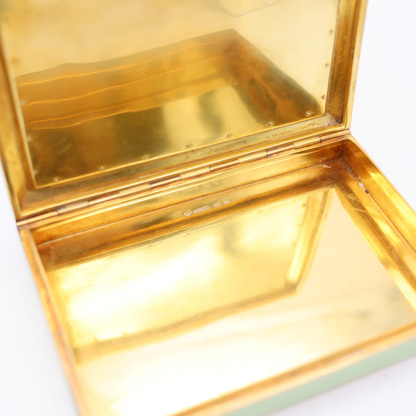 DUNHILL LONDON 1929 By Bruder Frank Guilloche Enameled Desk Box In Sterling Silver