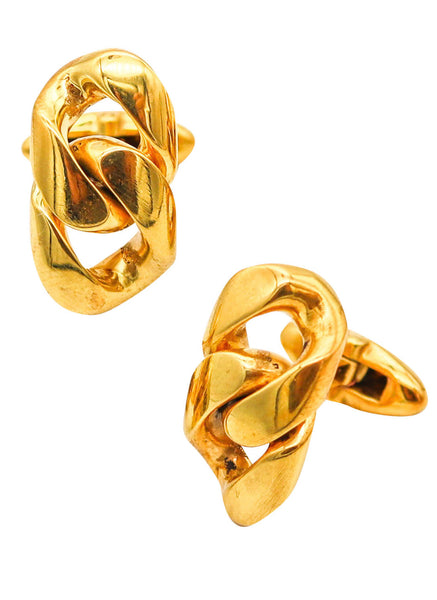 BVLGARI Roma Iconic Chain Links Cufflinks In Solid 18Kt Yellow Gold