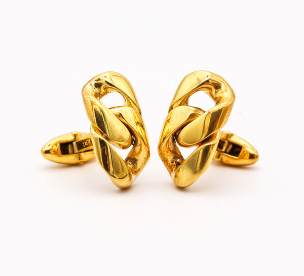 BVLGARI Roma Iconic Chain Links Cufflinks In Solid 18Kt Yellow Gold