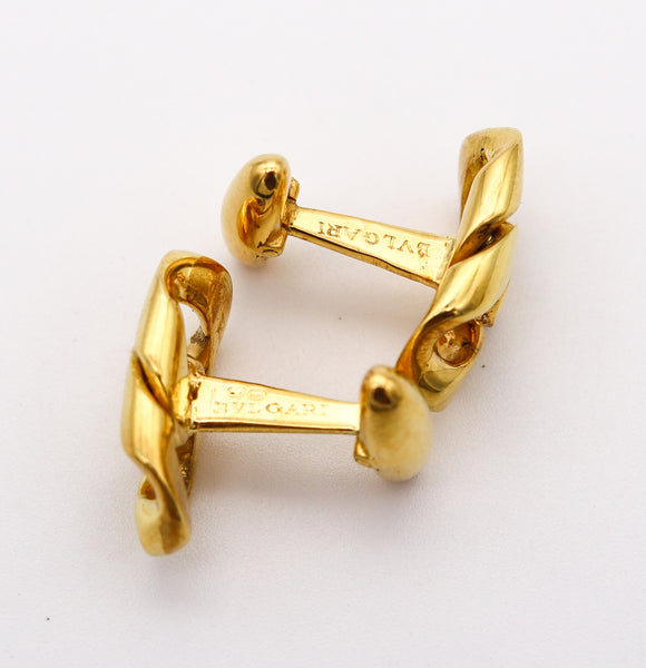 BVLGARI Roma Iconic Chain Links Cufflinks In Solid 18Kt Yellow Gold