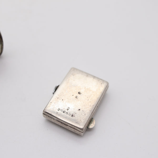 FAUVETY PARIS 1925 Art-Deco Enameled Chinoiserie Foldable Travel Clock In Sterling