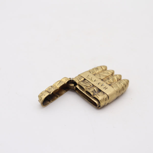 HAVANA 1900 Antique Cigars-Shaped Vesta Box In 18Kt Gold Plated Bronze